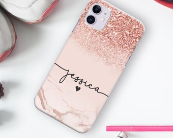 Personalized Glitter Initial Hard Plastic Phone Case