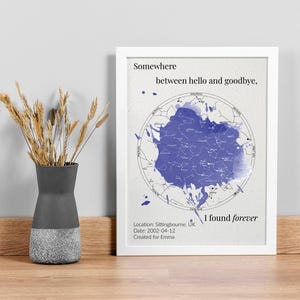 Custom Star Map Poster – Personalised Night Sky Print – A5 A4 A3 – Black or White Frame