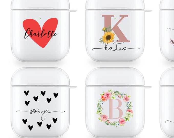 PERSONALISED AirPods case initials name clear silicone for Apple headphonesFather's Day