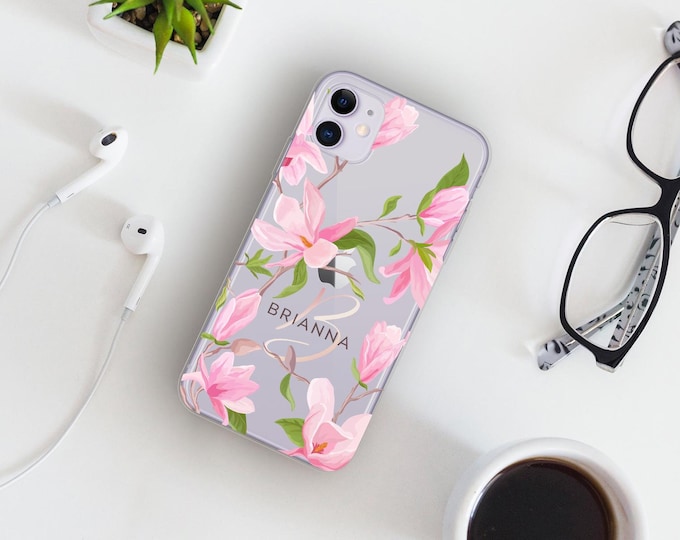 Personalised name phone case iPhone 11 shockproof soft  floral phone case cover for iPhone 13 Pro Max 7 8 Plus X XR XS MaxFather's Day