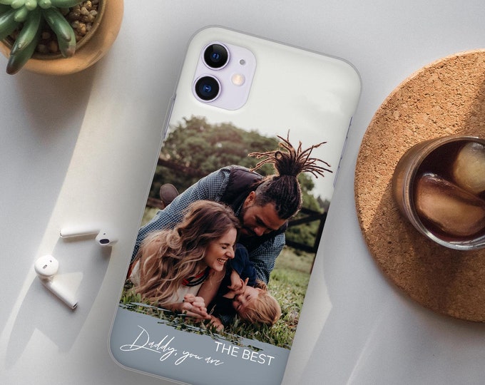 Personalised Phone case iPhone 14 collage single photo for Father's day phone silicone cover iPhone 11 12 13 7 8 X Xs max Xr 11 Pro MAX
