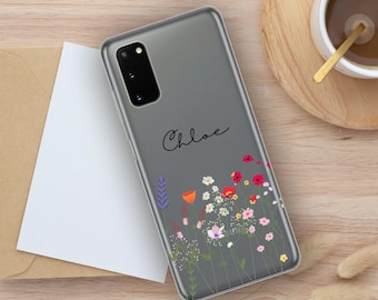 Personalised phone case for Samsung with initials and custom name soft floral silicone Galaxy S10e S20 S20 Plus S20 UltraFather's Day
