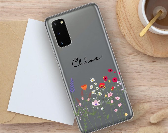 Personalised phone case for Samsung with initials and custom name soft floral silicone Galaxy S10e S20 S20 Plus S20 UltraFather's Day