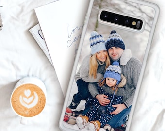 PERSONALISED phone case single photo collage clear plastic phone case cover for Samsung Galaxy S8 S9 S10 S10+ S20 S20+Father's Day