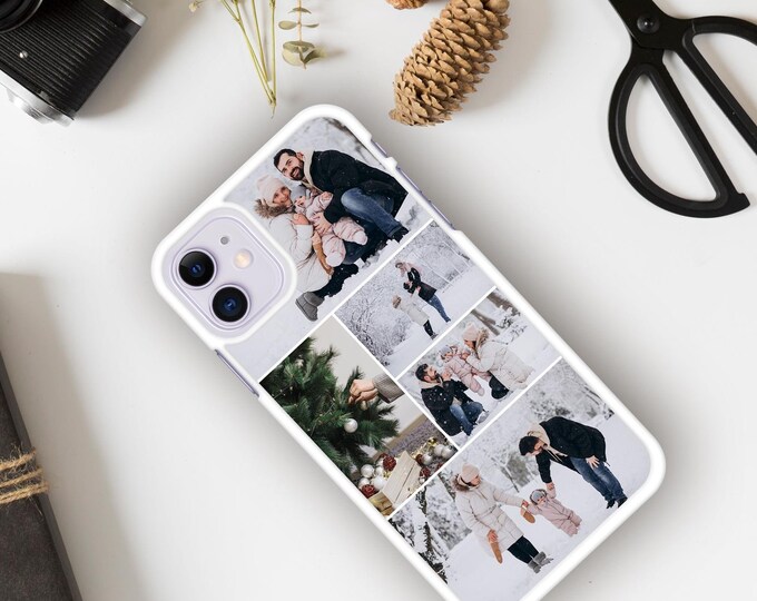 PERSONALISED  phone case single photo collage white plastic phone case cover for apple iphone SE 2020 6 7 8 11 Pro Xs XR Xs Max
