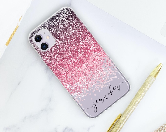 PERSONALISED phone case iPhone 16 initials name pink silicone cover for apple iphone 7 8 X Xs max Xr 11 Pro Max iPhone 12 ProFather's Day