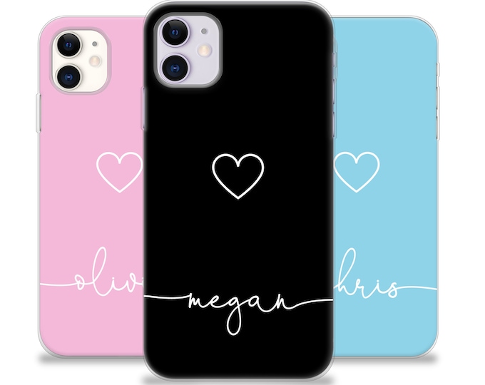 Personalised Phone case iPhone 16 hearts custom name initials phone silicone cover iPhone 5s SE 6 6s Plus 7 8 X 11 Pro MAX iPhone 12 Pro Max