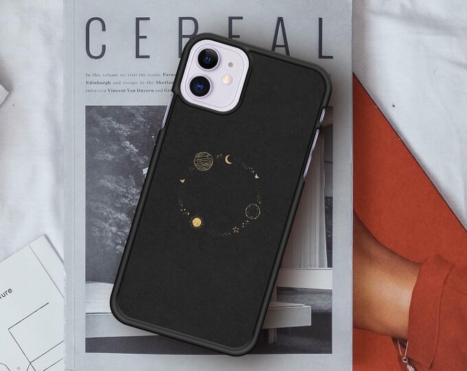 Cute Minimalist Hard Plastic Phone Case Flowers Cover fit for iPhone 13, 12 Pro, 11, XR, XS, 8+, 7 Black Hard case  Christmas gift