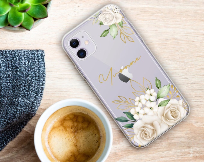 Personalised Name Phone shockproof soft floral phone case cover for iPhone 11 Pro Max 6 7 8 Plus X XR XS Max 12 Pro Max Mini Christmas gift