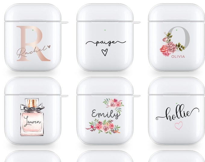 PERSONALISED silicone case for Airpods 1st, 2ns and Airpods Pro cover name initials for Apple gift for herFather's Day