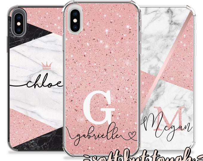 Personalised Name Phone shockproof soft phone marbled case cover for iPhone 11 Pro Max 6 7 8 Plus X XR XS Max iPhone 12 Pro Max Mini
