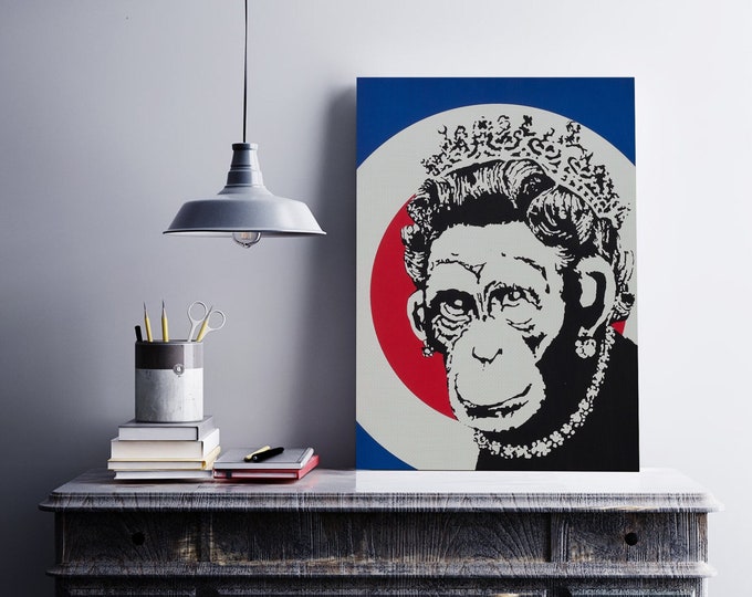 Banksy Monkey Queen Canvas wall art print on canvas Picture for Home Office DecorFather's Day