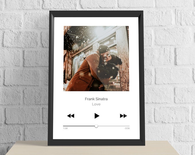 Personalised Decor Custom Song & Photo Print - Personalised Music Print | Favourite Song | Wedding Song | Gifts for Her Him Friends Parents