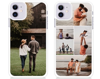 PERSONALISED  phone case single photo collage white plastic phone case cover for apple iphone SE 2020 6 7 8 11 Pro Xs XR Xs Max