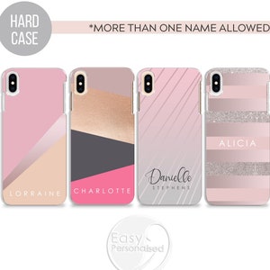 PERSONALISED phone case name initial hard plastic pink marble case cover for apple iphone 5 5s 6 7 8 11 Pro Xs XR Xs MAX