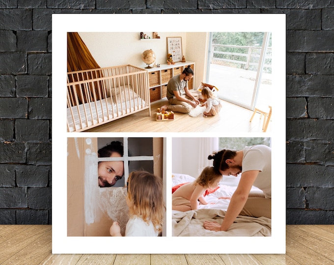 Perfect Personalised Gift, Square COLLAGE - Personalised Photo to Canvas Print Wall Art with Your PicturesFather's Day