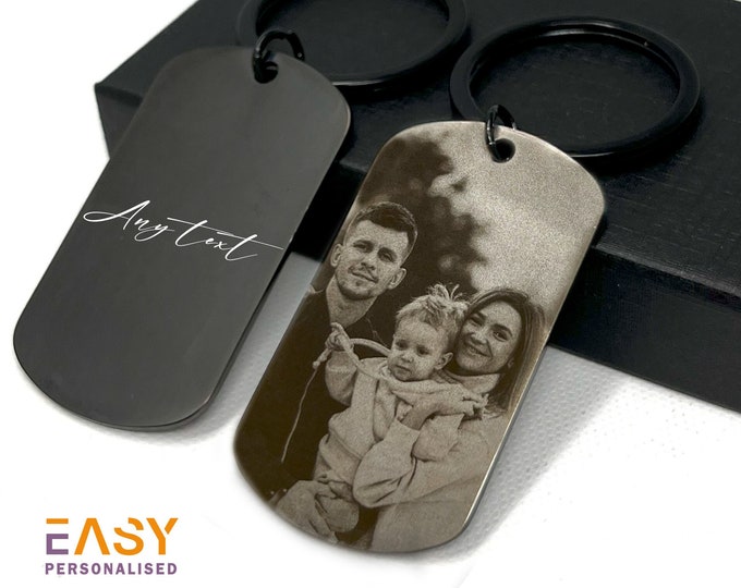 Personalised Photograph Keyring | Laser Engraved Photo Keyring | Couples Keyring Gift | Anniversary Gift | Father's Day