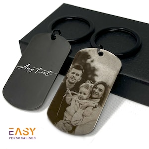 Gepersonaliseerde fotosleutelhanger | Lasergegraveerde fotosleutelhanger | Sleutelhanger cadeau voor koppels | Jubileumcadeau | Vaderdag