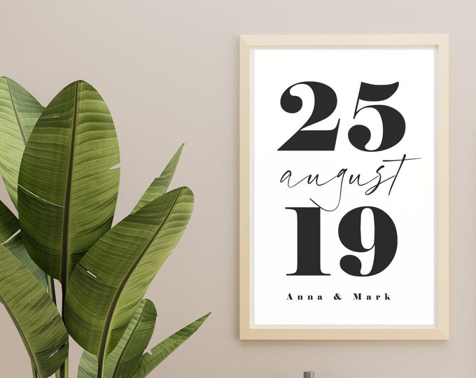 Personalised Decor A4 PERSONALISED home poster wadding date print home wall art cute keepsake giftFather's Day