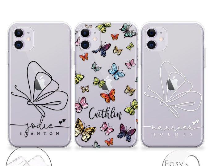 Personalised Phone case iPhone 16 butterfly custom name initials phone silicone cover iPhone 5s SE 6 6s Plus 7 8 X Xs max Xr 11 Pro MAX