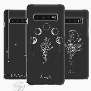 Personalized Moon Floral Phone Case: Custom Initial Hard Cover