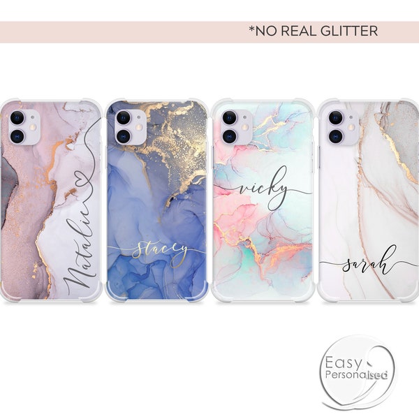 Personalised Name Phone shockproof Marble Watercolor soft phone case cover for iPhone 11 Pro Max SE 2020 X XR XS 12 Pro Max Mother's Day