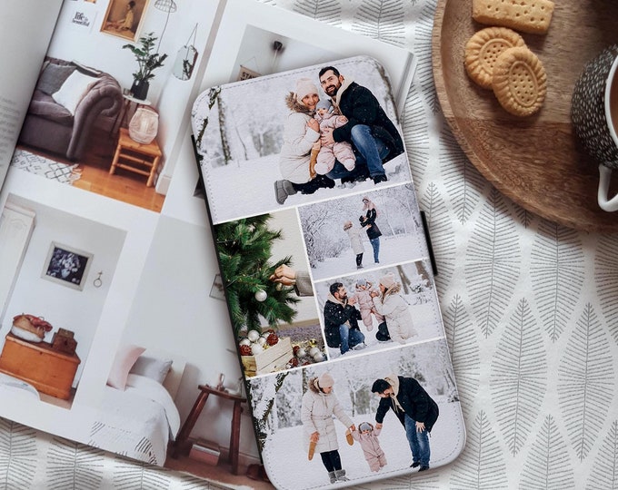 PERSONALISED phone case single photo collage  Flip Wallet , Custom photo phone cover For iPhone and Samsung GalaxyFather's Day