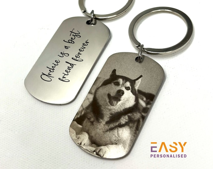 Personalised Photograph Keyring | Laser Engraved Photo Keyring | Couples Keyring Gift | Anniversary Gift | Father's Day