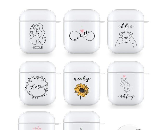PERSONALISED AirPods Pro case initials name clear silicone for Apple headphones for Apple gift for herFather's Day
