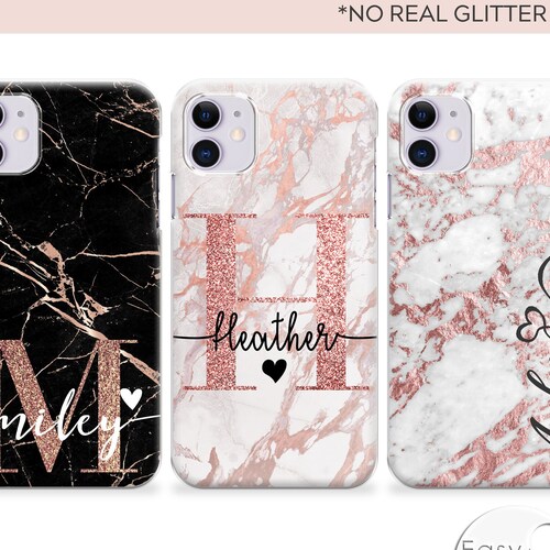 Personalised Rose Gold Marble Phone Case Hard Phone Cover For Etsy Israel