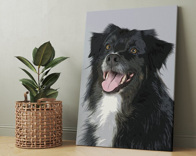 Pet Portrait, Illustrated Custom Portrait, Personalized Dog Wall Art, Pet Memorial Ideas, Digital or Print, Couple GiftFather's Day