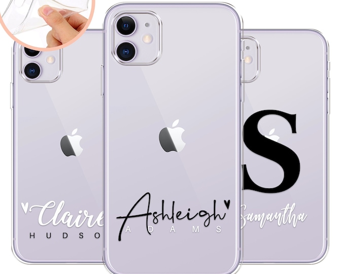 PERSONALISED phone case for iPhone 16 initials name transparent silicone cover for apple iPhone 13 Pro Max Xs max 11 Pro MaxFather's Day
