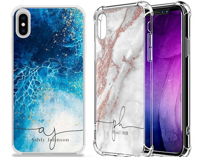 Personalised Name Phone shockproof soft marbled and quartz phone case cover for iPhone 11 Pro Max 7 8 Plus X XR XS Max iPhone 12 Pro Max
