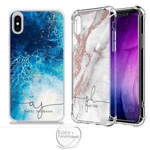 Personalised Name Phone shockproof soft marbled and quartz phone case cover for iPhone 11 Pro Max 7 8 Plus X XR XS Max iPhone 12 Pro Max