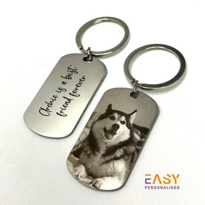 Porte-clés photo personnalisé | Porte-clés photo gravé au laser | Cadeau porte-clés pour couple | Cadeau d'anniversaire | Fête des pères