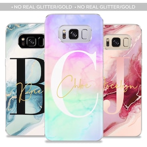 PERSONALIZED phone case initials name custom soft silicone marble cover for Samsung Galaxy S8+ S9 S9+ S10 S10+ S20 S21 Ultra Christmas gift