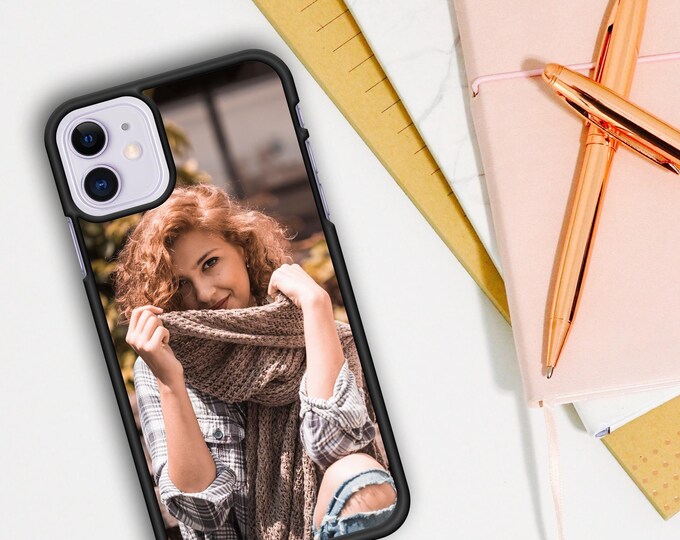 PERSONALISED  phone case single photo collage black plastic phone case cover for apple iphone SE 2020 6 7 8 11 Pro Xs XR Xs Max