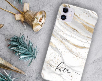 Personalized Floral iPhone Case: Hard Plastic Name Initial Cover