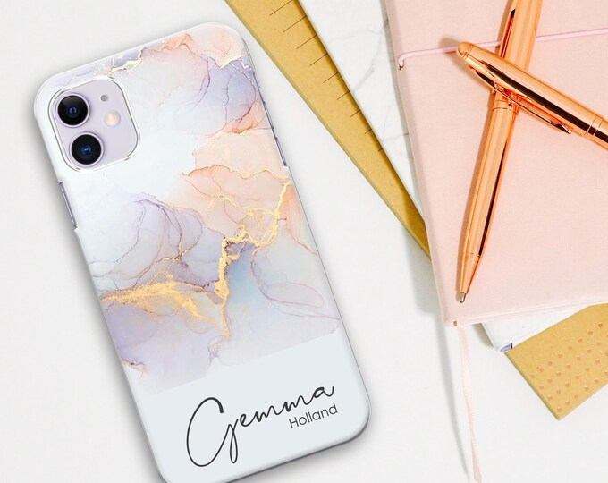 PERSONALISED phone case name initial hard plastic phone alcohol ink marble case cover for apple iphone 5 5s 6 7 8 11 Pro Xs XR Xs MAX