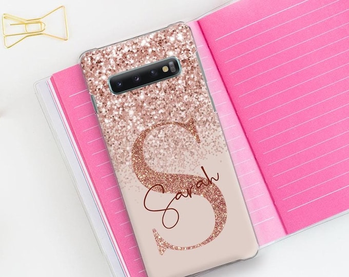 Personalised initial phone case with peach name big letter hard cover for Samsung Galaxy S7 EDGE S8 S9 S10 S10+ S20Father's Day