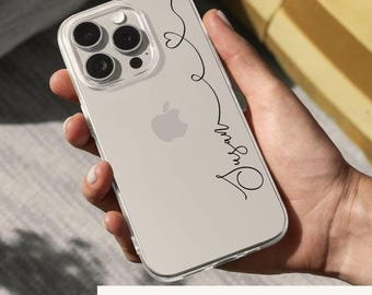名前入りiPhoneケース、カスタムクリアシリコン製スマホケース、ミニマルなデザインカバー、女性へのギフト、1日で発送
