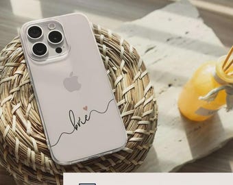 名前入りiPhoneケース、カスタムクリアシリコン製スマホケース、ミニマルなデザインカバー、女性へのギフト、1日で発送