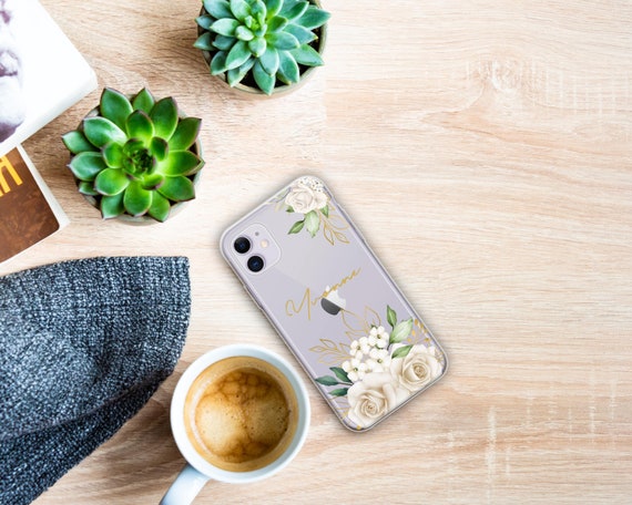 Personalized Floral iPhone Case, Shockproof Soft Cover