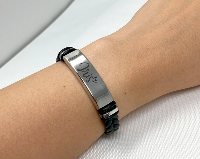 Personalised Mens Bracelet Engraved Bracelets Gift for Him Customised Monogram, Birthday, Wedding, Free Engraving with Gift Box