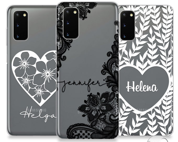 Personalised samsung s21 22 23 24 Plus Ultra phone case floral clear cover name initials Gifts for her slim silicone caseFather's Day