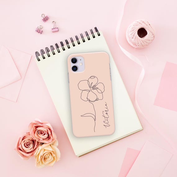 Personalized Floral iPhone Case: Custom Initial Silicone Cover