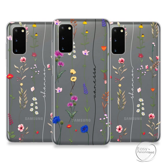 Personalized Floral Samsung Phone Case: Clear Hard Cover