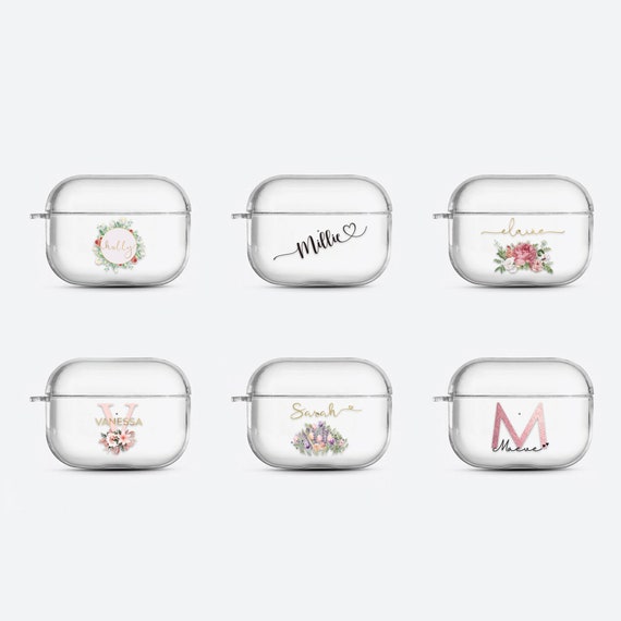 Personalized Floral AirPods Case: Custom Name Initial Cover