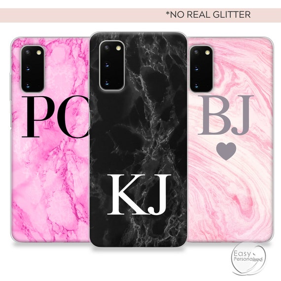 Personalised Marble Phone Case for Samsung S20 With Rose Gold