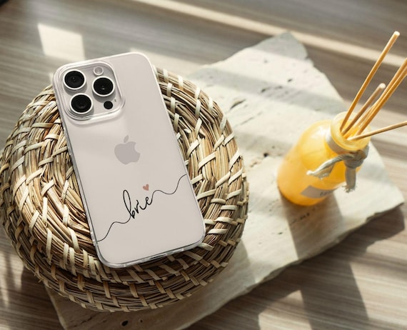 Personalized iPhone Case with Name, Custom Clear Silicone Phone Case, Minimalist Aesthetic Cover, Gift for Her, Ship 1 DAY